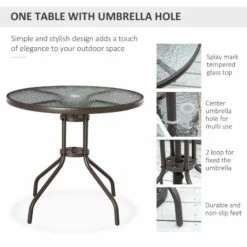 Outsunny 6 Piece Patio Dining Table & Folding Chairs Set With Umbrella - Brown - 84B-688 -OUTSUNNY Sales Shop o u outsunny 84b 688 parasol
