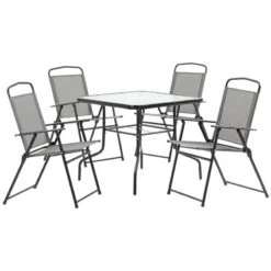 Outsunny 5 Piece Garden Furniture Dining Set - Black - 84B-697GY -OUTSUNNY Sales Shop o u outsunny 84b 697gy full set