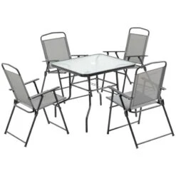 Outsunny 5 Piece Garden Furniture Dining Set - Black - 84B-697GY -OUTSUNNY Sales Shop o u outsunny 84b 697gy full set2