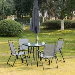 Outsunny 5 Piece Garden Furniture Dining Set - Black - 84B-697GY -OUTSUNNY Sales Shop o u outsunny 84b 697gy outdoor