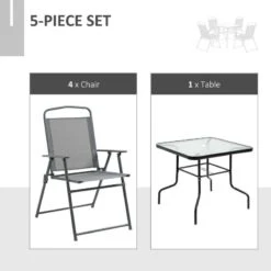 Outsunny 5 Piece Garden Furniture Dining Set - Black - 84B-697GY -OUTSUNNY Sales Shop o u outsunny 84b 697gy set
