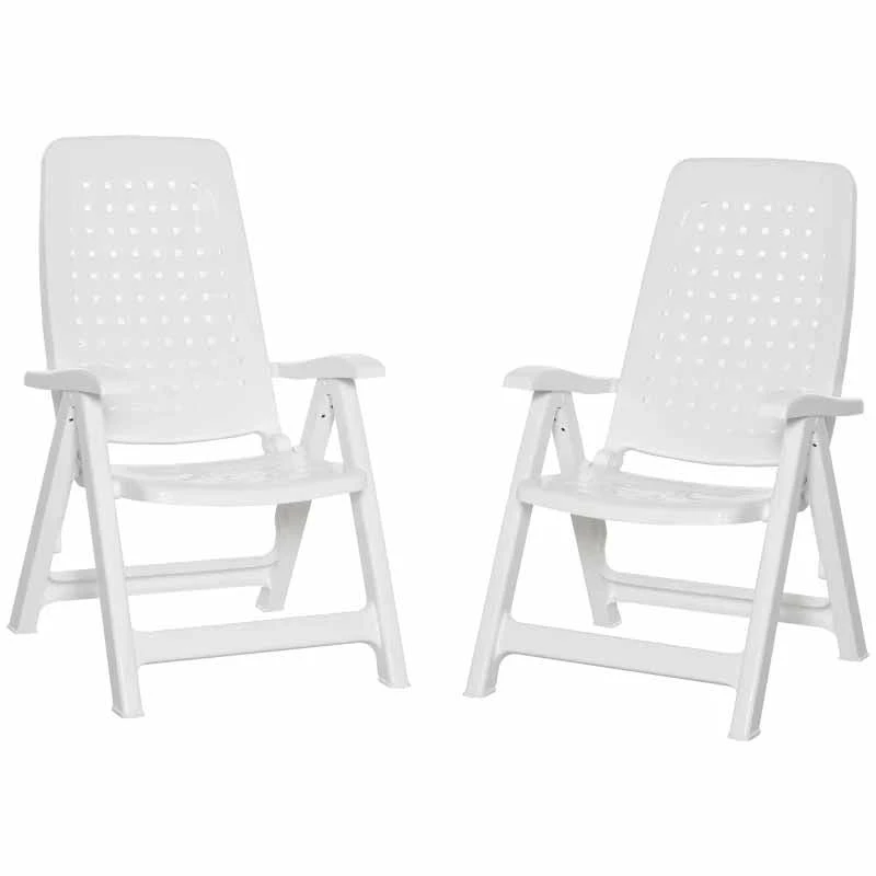 Outsunny Set Of 2 4-Position Backrest Folding Chairs - White - 84B-715 4 Outsunny Set Of 2 4-Position Backrest Folding Chairs - White - 84B-715 - Image 4