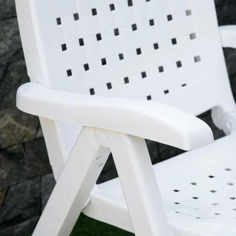 Outsunny Set Of 2 4-Position Backrest Folding Chairs - White - 84B-715 5 Outsunny Set Of 2 4-Position Backrest Folding Chairs - White - 84B-715 - Image 5