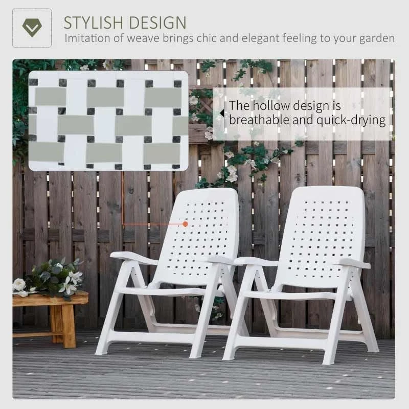 Outsunny Set Of 2 4-Position Backrest Folding Chairs - White - 84B-715 7 Outsunny Set Of 2 4-Position Backrest Folding Chairs - White - 84B-715 - Image 7