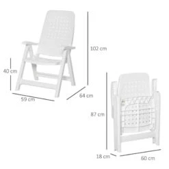 Outsunny Set Of 2 4-Position Backrest Folding Chairs - White - 84B-715 17 Outsunny Set Of 2 4-Position Backrest Folding Chairs - White - 84B-715 -OUTSUNNY Sales Shop o u outsunny 84b 715 dimensions