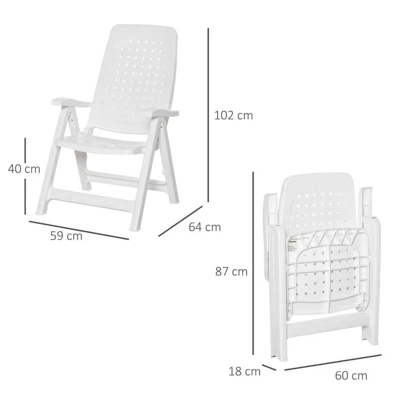 Outsunny Set Of 2 4-Position Backrest Folding Chairs - White - 84B-715 8 Outsunny Set Of 2 4-Position Backrest Folding Chairs - White - 84B-715 - Image 8