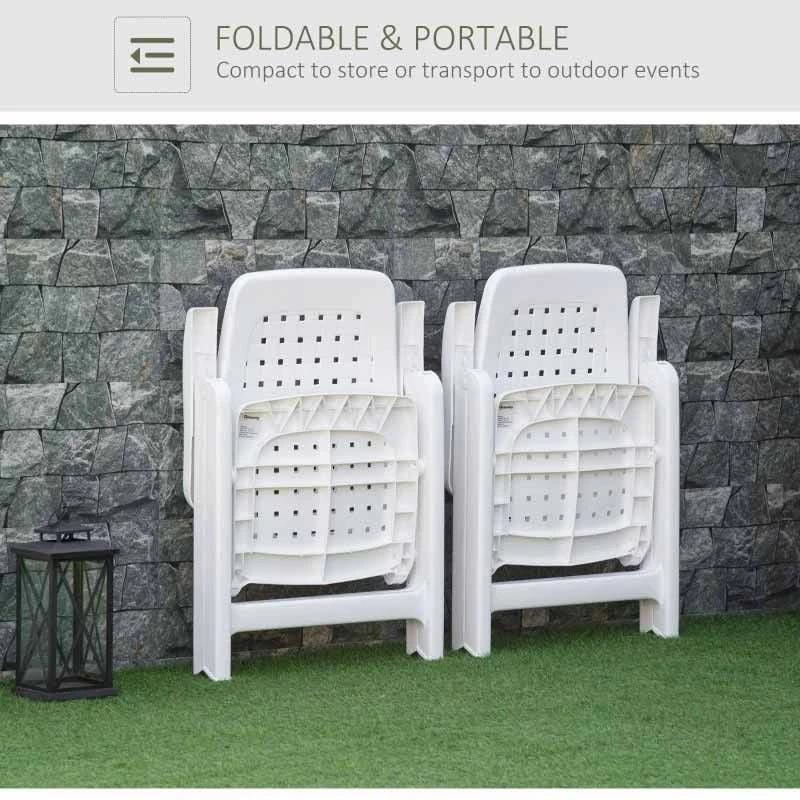 Outsunny Set Of 2 4-Position Backrest Folding Chairs - White - 84B-715 9 Outsunny Set Of 2 4-Position Backrest Folding Chairs - White - 84B-715 - Image 9