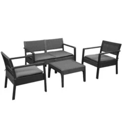 Outsunny 4-Seater Rattan Effect Garden Furniture Set - Grey - 84B-722V70 11 Outsunny 4-Seater Rattan Effect Garden Furniture Set - Grey - 84B-722V70 -OUTSUNNY Sales Shop o u outsunny 84b 722v70 1