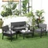 Outsunny 4-Seater Rattan Effect Garden Furniture Set - Grey - 84B-722V70 20 Outsunny 4-Seater Rattan Effect Garden Furniture Set - Grey - 84B-722V70 -OUTSUNNY Sales Shop o u outsunny 84b 722v70