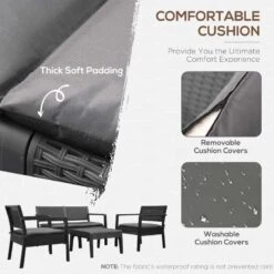 Outsunny 4-Seater Rattan Effect Garden Furniture Set - Grey - 84B-722V70 13 Outsunny 4-Seater Rattan Effect Garden Furniture Set - Grey - 84B-722V70 -OUTSUNNY Sales Shop o u outsunny 84b 722v70 2