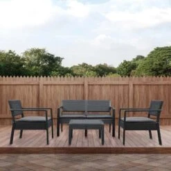 Outsunny 4-Seater Rattan Effect Garden Furniture Set - Grey - 84B-722V70 19 Outsunny 4-Seater Rattan Effect Garden Furniture Set - Grey - 84B-722V70 -OUTSUNNY Sales Shop o u outsunny 84b 722v70 lifestyle