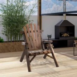 Outsunny Garden Adirondack Chair - Carbonised - 84B-730 -OUTSUNNY Sales Shop o u outsunny 84b 730 9