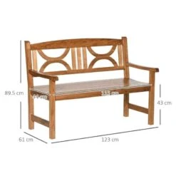 Outsunny 2-Seater Wooden Garden Bench - Natural - 84B-738ND -OUTSUNNY Sales Shop o u outsunny 84b 738nd dimensions