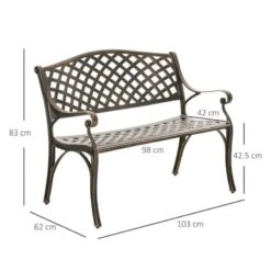 Outsunny 2-Seater Aluminium Garden Bench - Bronze - 84B-744 -OUTSUNNY Sales Shop o u outsunny 84b 744 dimensions
