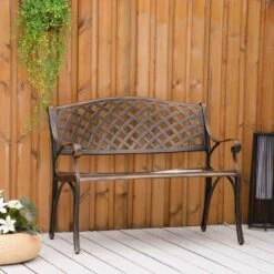 Outsunny 2-Seater Aluminium Garden Bench - Bronze - 84B-744 -OUTSUNNY Sales Shop o u outsunny 84b 744 lifestyle