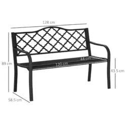 Outsunny 2-Seater Steel Garden Bench - Black - 84B-754 -OUTSUNNY Sales Shop o u outsunny 84b 754 dimensions