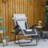 Outsunny Garden Sun Lounger Chair With Cup Holder - Grey - 84B-769V70LG