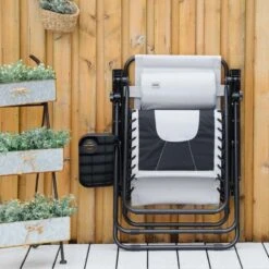 Outsunny Garden Sun Lounger Chair With Cup Holder - Grey - 84B-769V70LG -OUTSUNNY Sales Shop o u outsunny 84b 769v70lg 6