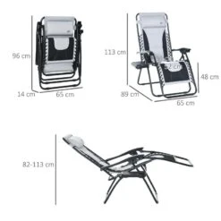 Outsunny Garden Sun Lounger Chair With Cup Holder - Grey - 84B-769V70LG -OUTSUNNY Sales Shop o u outsunny 84b 769v70lg dimensions