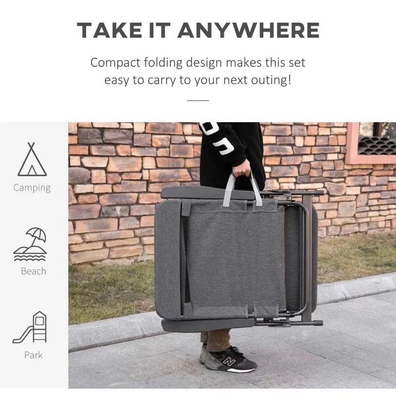 Outsunny Reclining Sun Lounger With Pillow - Grey - 84B-770V70CG 7 Outsunny Reclining Sun Lounger With Pillow - Grey - 84B-770V70CG - Image 7