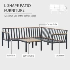 Outsunny 4 Piece L-Shaped Garden Furniture Set - Grey - 84B-779V01 -OUTSUNNY Sales Shop o u outsunny 84b 779v01 2