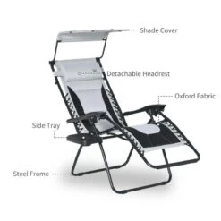 Outsunny Garden Sun Lounger Chair With Sun Shade - Grey - 84B-781V70 -OUTSUNNY Sales Shop o u outsunny 84b 781v70 6