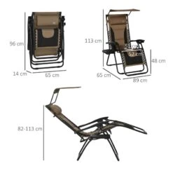 Outsunny Garden Sun Lounger Chair With Sun Shade - Brown - 84B-781V70CF 11 Outsunny Garden Sun Lounger Chair With Sun Shade - Brown - 84B-781V70CF -OUTSUNNY Sales Shop o u outsunny 84b 781v70cf dimensions