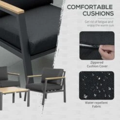 Outsunny 4-Seater Metal Garden Furniture Set - Grey - 84B-783V70 -OUTSUNNY Sales Shop o u outsunny 84b 783v70 3