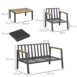 Outsunny 4-Seater Metal Garden Furniture Set - Grey - 84B-783V70 -OUTSUNNY Sales Shop o u outsunny 84b 783v70 dimensions