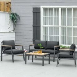 Outsunny 4-Seater Metal Garden Furniture Set - Grey - 84B-783V70 -OUTSUNNY Sales Shop o u outsunny 84b 783v70 lifestyle