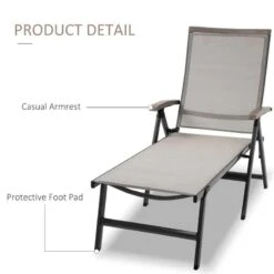Outsunny Reclining Sun Lounger - Grey - 84B-792 -OUTSUNNY Sales Shop o u outsunny 84b 792 5
