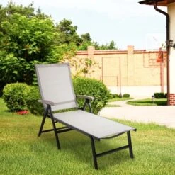 Outsunny Reclining Sun Lounger - Grey - 84B-792 -OUTSUNNY Sales Shop o u outsunny 84b 792 lifestyle