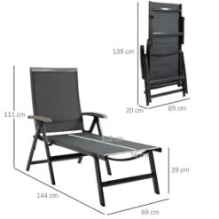 Outsunny Reclining Sun Lounger - Grey - 84B-792CG 12 Outsunny Reclining Sun Lounger - Grey - 84B-792CG -OUTSUNNY Sales Shop o u outsunny 84b 792cg dimensions