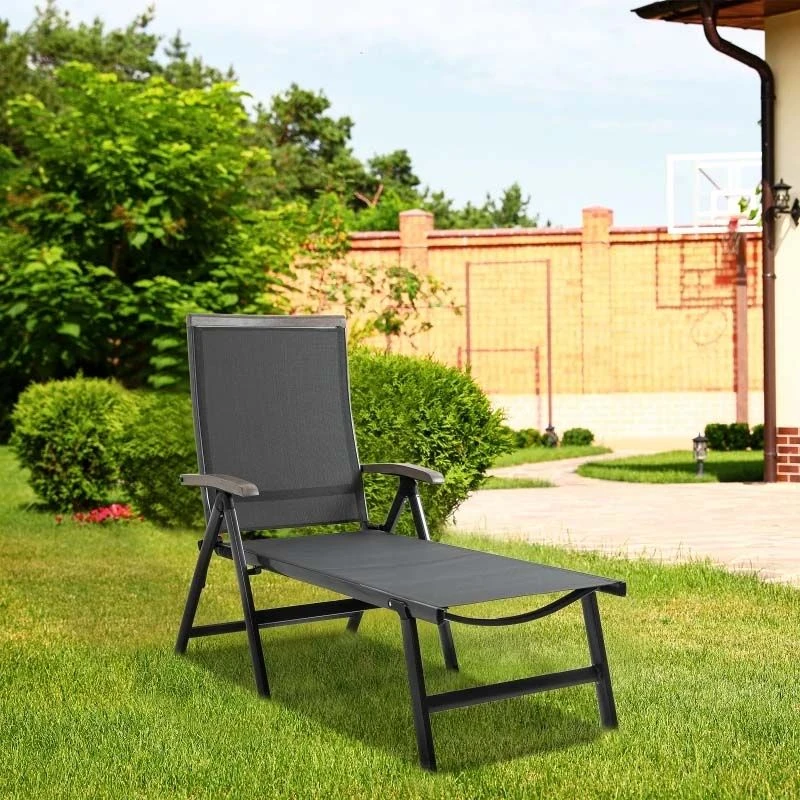 Outsunny Reclining Sun Lounger - Grey - 84B-792CG 10 Outsunny Reclining Sun Lounger - Grey - 84B-792CG - Image 10