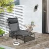 Outsunny Reclining Sun Lounger With Pillow - Grey - 84B-812BK -OUTSUNNY Sales Shop o u outsunny 84b 812bk