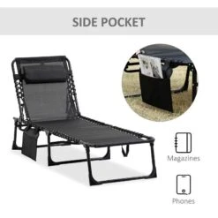 Outsunny Reclining Sun Lounger With Pillow - Grey - 84B-812BK 15 Outsunny Reclining Sun Lounger With Pillow - Grey - 84B-812BK -OUTSUNNY Sales Shop o u outsunny 84b 812bk 5