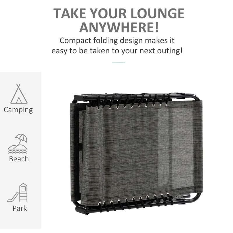 Outsunny Reclining Sun Lounger With Pillow - Grey - 84B-812V70 6 Outsunny Reclining Sun Lounger With Pillow - Grey - 84B-812V70 - Image 6