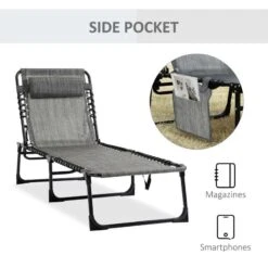 Outsunny Reclining Sun Lounger With Pillow - Grey - 84B-812V70 15 Outsunny Reclining Sun Lounger With Pillow - Grey - 84B-812V70 -OUTSUNNY Sales Shop o u outsunny 84b 812v70 5