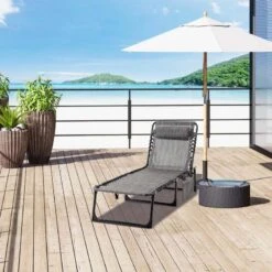Outsunny Reclining Sun Lounger With Pillow - Grey - 84B-812V70 17 Outsunny Reclining Sun Lounger With Pillow - Grey - 84B-812V70 -OUTSUNNY Sales Shop o u outsunny 84b 812v70 lifestyle