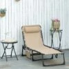 Outsunny Reclining Sun Lounger With Pillow - Beige - 84B-812V70BG -OUTSUNNY Sales Shop o u outsunny 84b 812v70bg