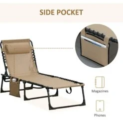 Outsunny Reclining Sun Lounger With Pillow - Beige - 84B-812V70BG -OUTSUNNY Sales Shop o u outsunny 84b 812v70bg 5