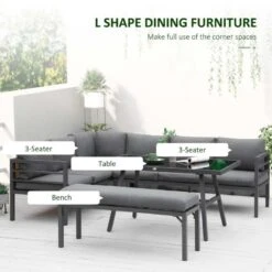 Outsunny 4 Piece L-shaped Garden Furniture Set - Grey - 84B-815V70 -OUTSUNNY Sales Shop o u outsunny 84b 815v70 2