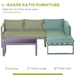 Outsunny 3 Piece L-shape Garden Furniture Set - Grey - 84B-816 13 Outsunny 3 Piece L-shape Garden Furniture Set - Grey - 84B-816 -OUTSUNNY Sales Shop o u outsunny 84b 816 2