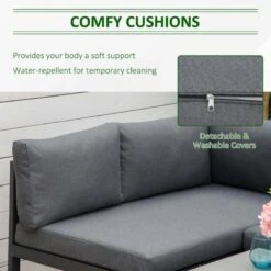 Outsunny 5 Piece L-shaped Garden Furniture Set - Grey - 84B-817V70CG 13 Outsunny 5 Piece L-shaped Garden Furniture Set - Grey - 84B-817V70CG -OUTSUNNY Sales Shop o u outsunny 84b 817v70cg 3