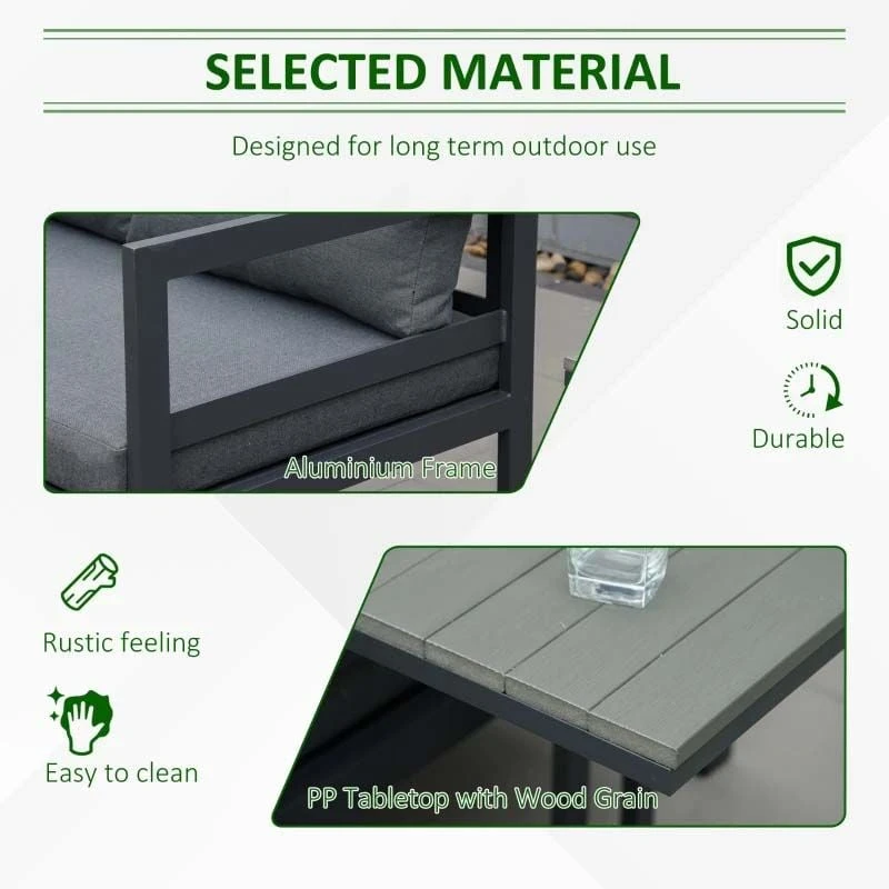 Outsunny 5 Piece L-shaped Garden Furniture Set - Grey - 84B-817V70CG 6 Outsunny 5 Piece L-shaped Garden Furniture Set - Grey - 84B-817V70CG - Image 6