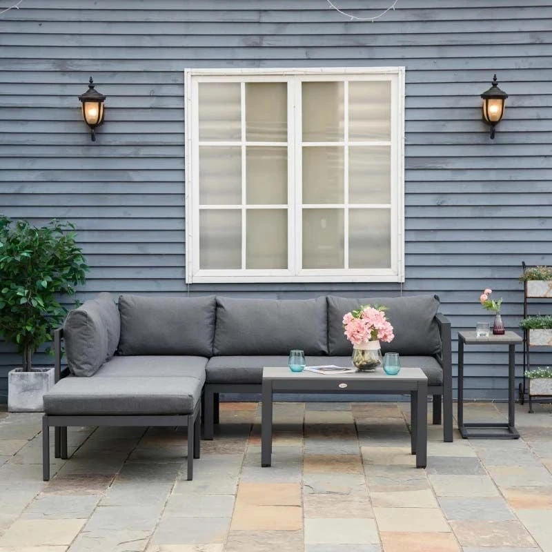 Outsunny 5 Piece L-shaped Garden Furniture Set - Grey - 84B-817V70CG 9 Outsunny 5 Piece L-shaped Garden Furniture Set - Grey - 84B-817V70CG - Image 9