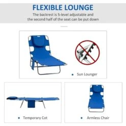 Outsunny Reclining Sun Lounger With Head Pillow - Blue - 84B-867BU 12 Outsunny Reclining Sun Lounger With Head Pillow - Blue - 84B-867BU -OUTSUNNY Sales Shop o u outsunny 84b 867bu 2