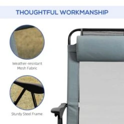 Outsunny Garden Reclining Chair Set With Pillow - Grey - 84B-902V70GY -OUTSUNNY Sales Shop o u outsunny 84b 902v70gy 4