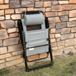 Outsunny Garden Reclining Chair Set With Pillow - Grey - 84B-902V70GY -OUTSUNNY Sales Shop o u outsunny 84b 902v70gy 5