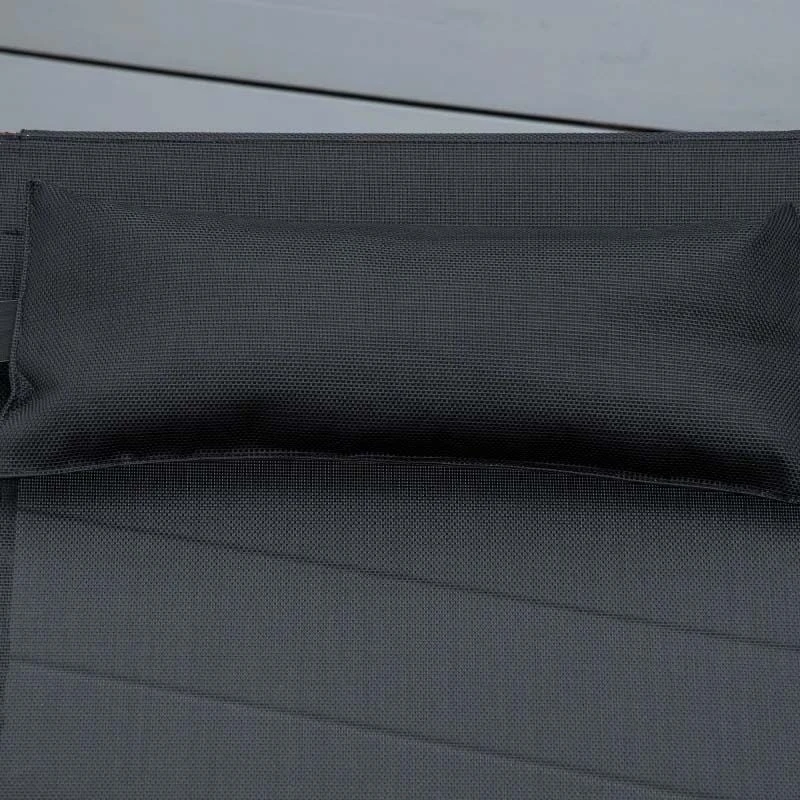 Outsunny Reclining Sun Lounger With Pillow - Black - 84B-912V70BK 8 Outsunny Reclining Sun Lounger With Pillow - Black - 84B-912V70BK - Image 8